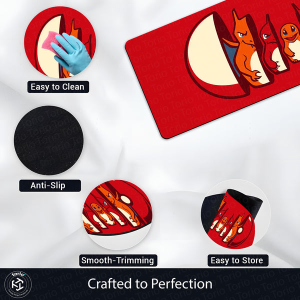 Charmander Evolution Bedside Runner Flat Rug | Pokémon Charizard Evolution Bedroom Runner for Anime Gaming Room Decor