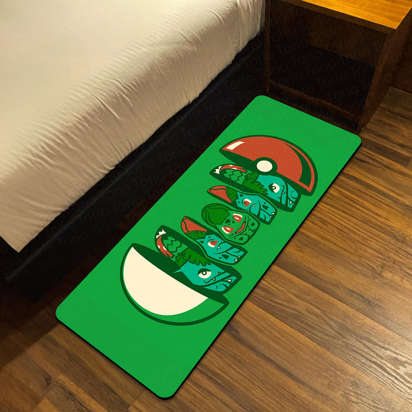 Bulbasaur Evolution Bedside Runner Flat Rug | Pokémon Venusaur Evolution Bedroom Runner for Anime Gaming Room Decor
