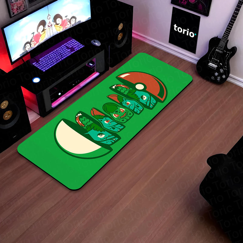 Bulbasaur Evolution Bedside Runner Flat Rug | Pokémon Venusaur Evolution Bedroom Runner for Anime Gaming Room Decor