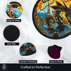 Tokyo Rayquaza Pokémon Manhole Cover Round Rug | Japanese Anime Floor Mat | Anti-Slip 3 mm Absorbent Circle Rug for Gaming Room, Bedroom & Pokémon Fans