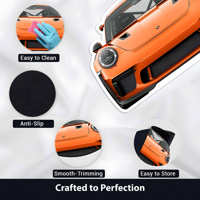 Porsche 911 Front View Floor Mat | Anti-Slip 3mm Absorbent Supercar Design Rug | Easy Clean Waterproof Floor Mat for Home, Office & Garage