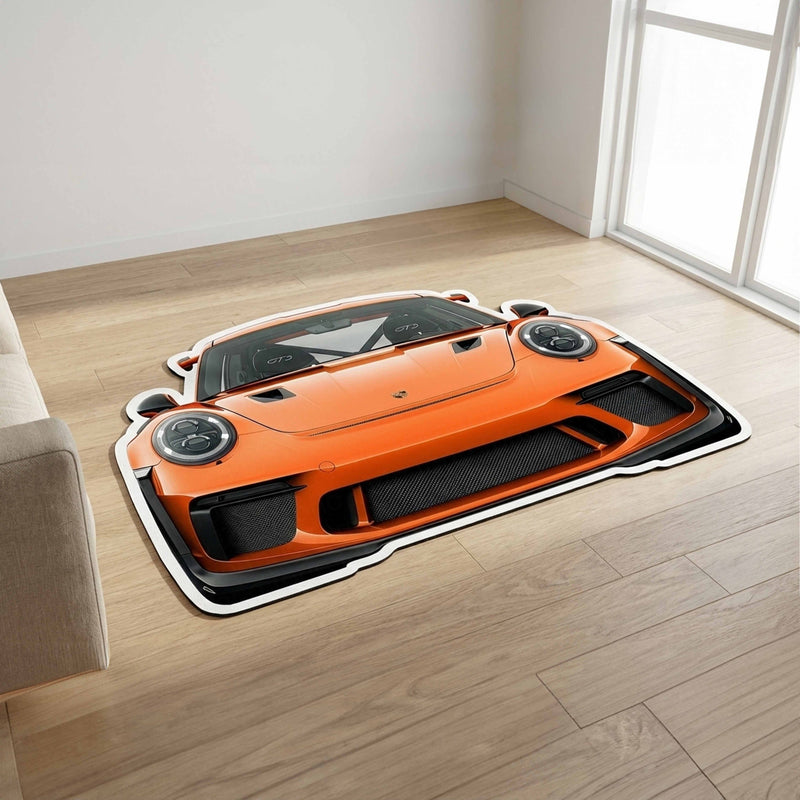Porsche 911 Front View Floor Mat | Anti-Slip 3mm Absorbent Supercar Design Rug | Easy Clean Waterproof Floor Mat for Home, Office & Garage