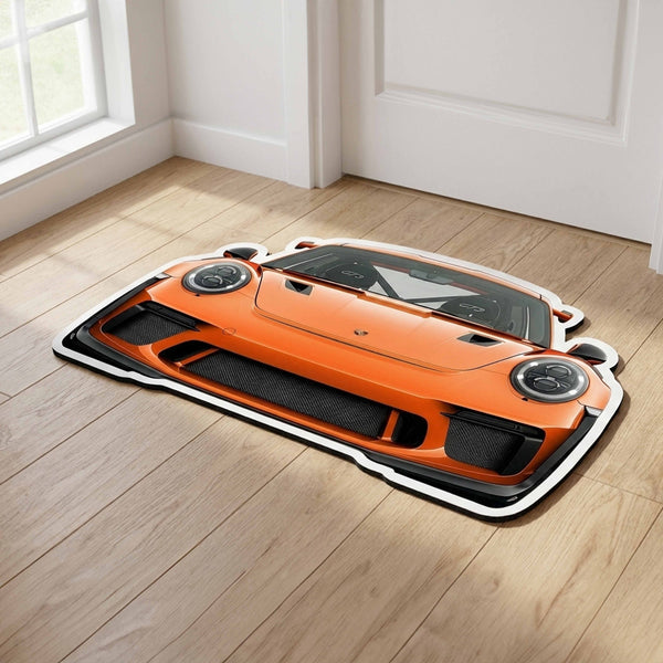 Porsche 911 Front View Floor Mat | Anti-Slip 3mm Absorbent Supercar Design Rug | Easy Clean Waterproof Floor Mat for Home, Office & Garage