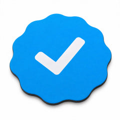 Blue Verified Check Badge Flat Rug | Social Media Verification Icon Cut-Out Flat Rug | Premium Modern Room & Office Floor Decor