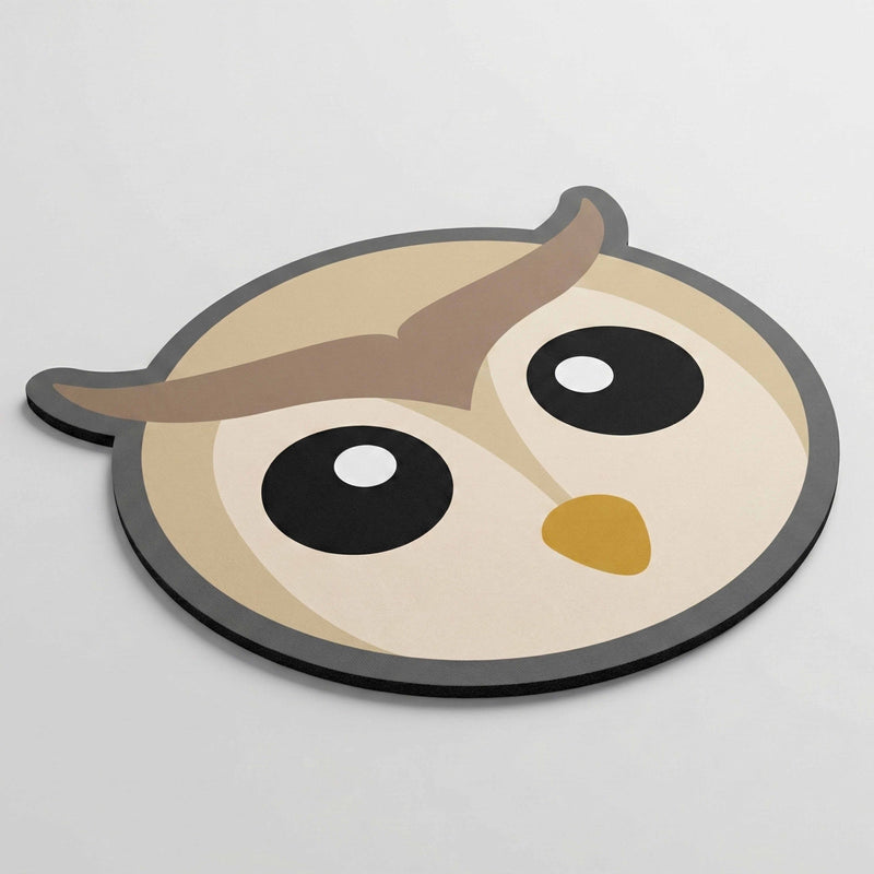 Cute Owl Face Floor Mat (3 mm Thick) | Minimal Animal Art Mat for Living Room, Kids Room, Bedroom & Cozy Home Decor