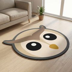 Cute Owl Face Floor Mat (3 mm Thick) | Minimal Animal Art Mat for Living Room, Kids Room, Bedroom & Cozy Home Decor