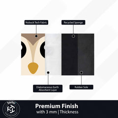 Cute Owl Face Floor Mat (3 mm Thick) | Minimal Animal Art Mat for Living Room, Kids Room, Bedroom & Cozy Home Decor