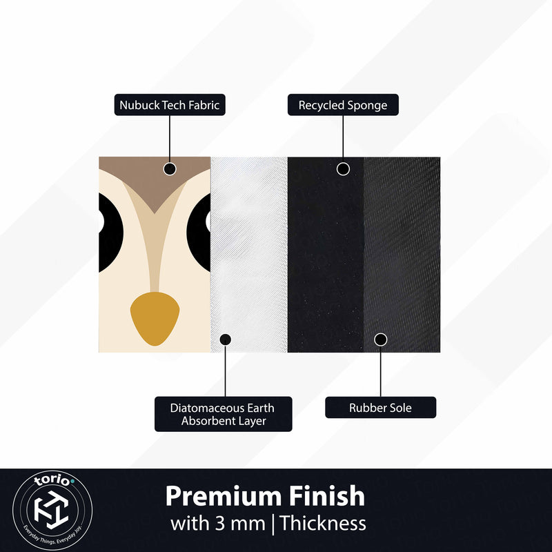 Cute Owl Face Floor Mat (3 mm Thick) | Minimal Animal Art Mat for Living Room, Kids Room, Bedroom & Cozy Home Decor