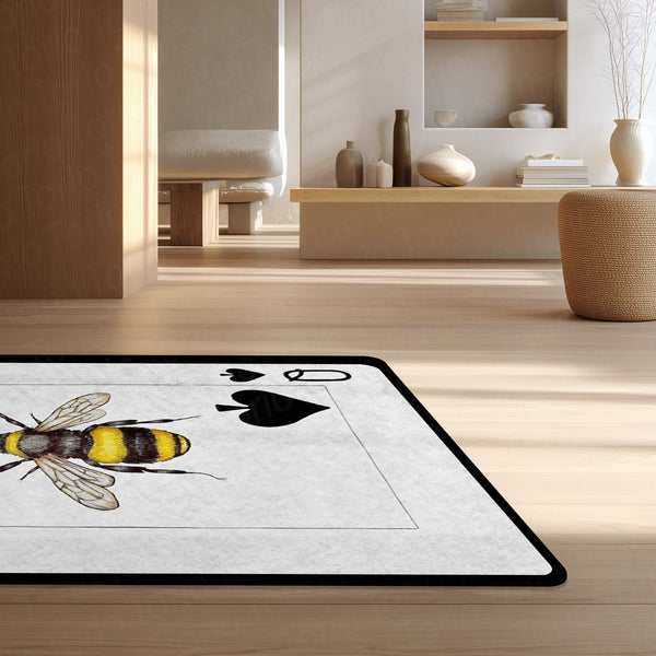 Queen Bee Queen of Spades Area Rug | Royal Playing Card Floor Mat | Gothic Gold & Black Aesthetic Rug | Torio Luxury Decor Carpet for Bedroom, Gaming Setup & Studio