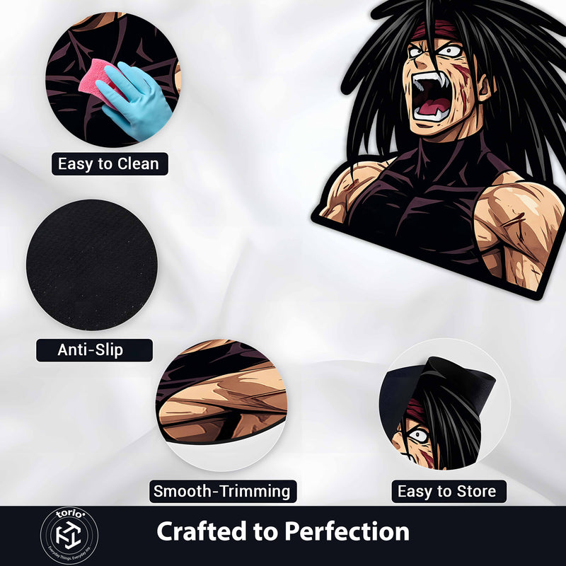 Savage Anime Warrior Cut-out Flat Rug | Fierce Battle Character Flat Rug | Premium Anime Gaming Room Floor Decor
