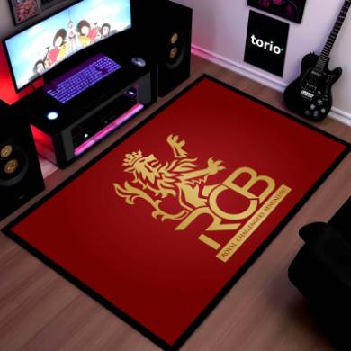 Royal Challengers Bengaluru Floor Mat (3 mm Thick) | Bold Red Fan Rug for Bedroom, Gaming Room & Sports Spaces