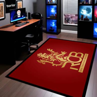 Royal Challengers Bengaluru Floor Mat (3 mm Thick) | Bold Red Fan Rug for Bedroom, Gaming Room & Sports Spaces