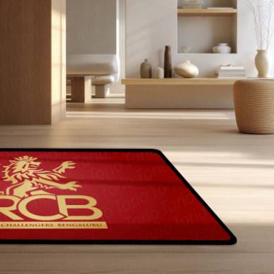 Royal Challengers Bengaluru Floor Mat (3 mm Thick) | Bold Red Fan Rug for Bedroom, Gaming Room & Sports Spaces