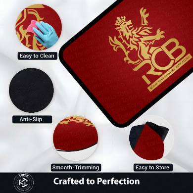 Royal Challengers Bengaluru Floor Mat (3 mm Thick) | Bold Red Fan Rug for Bedroom, Gaming Room & Sports Spaces
