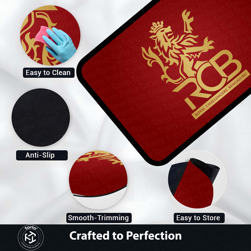 Royal Challengers Bengaluru Floor Mat (3 mm Thick) | Bold Red Fan Rug for Bedroom, Gaming Room & Sports Spaces
