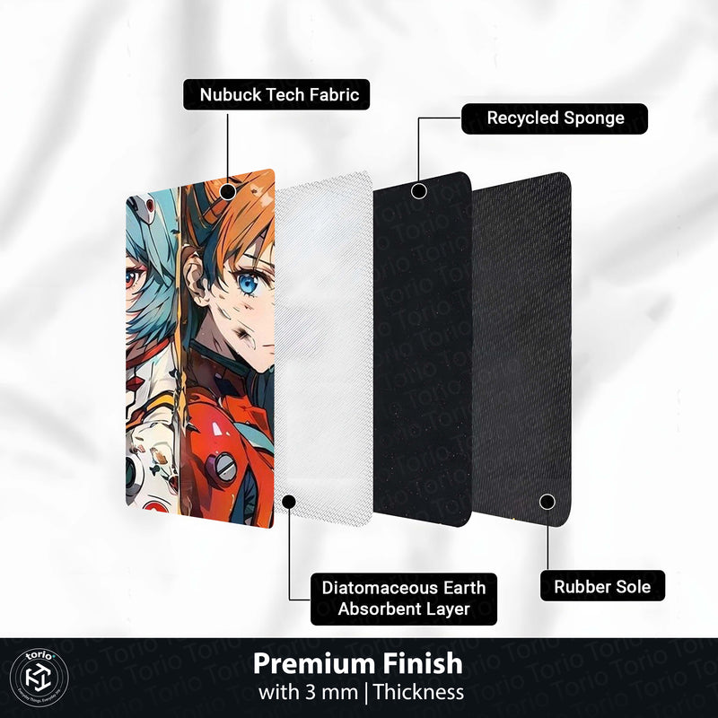 Rei Ayanami & Asuka Langley Anime Round Rug | Evangelion Inspired Floor Mat | Anti-Slip 3 mm Absorbent Circle Rug for Bedroom, Gaming Room & Anime Decor