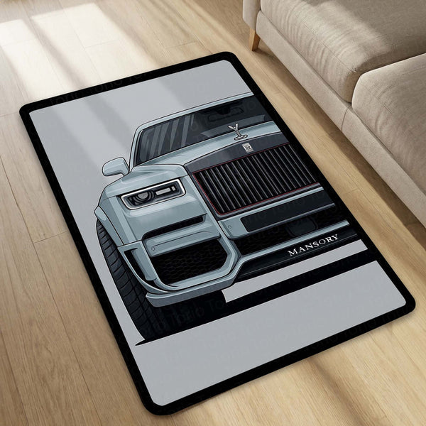 Rolls Royce Mansory Luxury Car Area Rug | Super SUV Front Grill Artwork Floor Mat | Premium Automotive Gaming Rug for Bedroom, Garage, Office & Car Enthusiasts