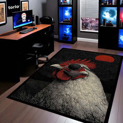 Cool Rooster in Sunglasses Area Rug | Vibrant Pop Art Bird Floor Mat | Quirky Modern Animal Rug | Torio Fun Home Decor Carpet for Gaming Setup, Bedroom & Kitchen