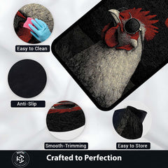 Cool Rooster in Sunglasses Area Rug | Vibrant Pop Art Bird Floor Mat | Quirky Modern Animal Rug | Torio Fun Home Decor Carpet for Gaming Setup, Bedroom & Kitchen