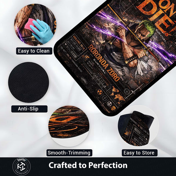 Roronoa Zoro One Piece Area Rug | Pirate Hunter Anime Floor Mat | Zoro Sword Art Rug for Bedroom, Gaming Room & Anime Decor