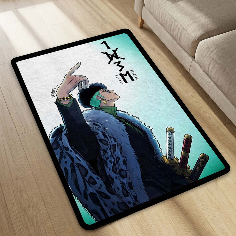 Roronoa Zoro One Piece Area Rug | Minimal Anime Floor Mat | Pirate Hunter Zoro Modern Rug for Bedroom, Gaming Room & Anime Decor