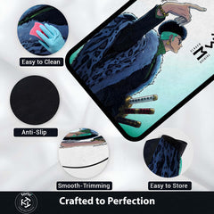 Roronoa Zoro One Piece Area Rug | Minimal Anime Floor Mat | Pirate Hunter Zoro Modern Rug for Bedroom, Gaming Room & Anime Decor