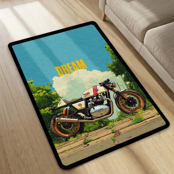 Royal Enfield Continental GT 650 Area Rug | Cafe Racer Motorcycle Floor Mat | Vintage Biker Aesthetic Rug | Torio Automotive Decor Carpet for Garage, Bedroom & Office