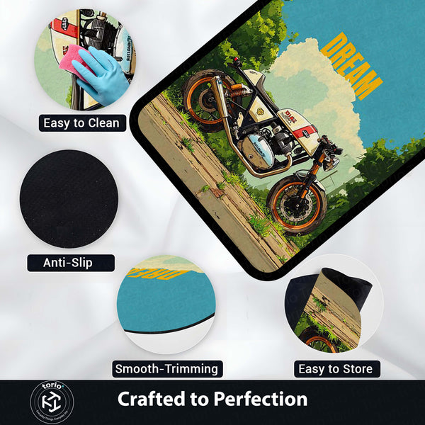Royal Enfield Continental GT 650 Area Rug | Cafe Racer Motorcycle Floor Mat | Vintage Biker Aesthetic Rug | Torio Automotive Decor Carpet for Garage, Bedroom & Office