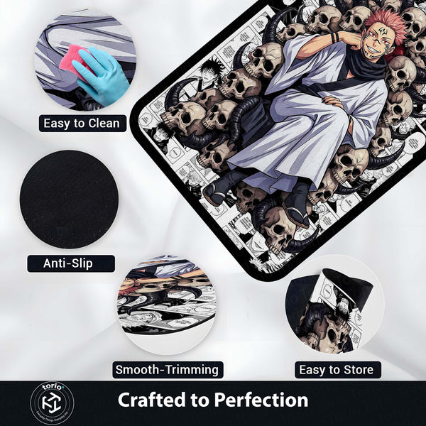 Ryomen Sukuna Area Rug | Jujutsu Kaisen King of Curses Floor Mat | Sukuna Throne Anime Rug | Torio Otaku Room Decor Carpet for Gaming Setup & Bedroom