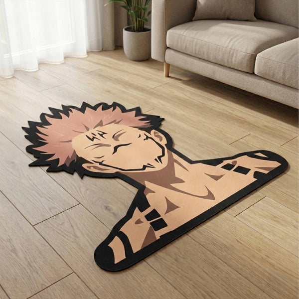 Ryomen Sukuna Cursed King Pose Floor Mat (3 mm Thick) | Jujutsu Kaisen Anime Cut-Out Rug for Bedroom, Gaming Room & Otaku Home Decor