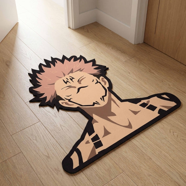 Ryomen Sukuna Cursed King Pose Floor Mat (3 mm Thick) | Jujutsu Kaisen Anime Cut-Out Rug for Bedroom, Gaming Room & Otaku Home Decor