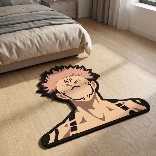Ryomen Sukuna Cursed King Pose Floor Mat (3 mm Thick) | Jujutsu Kaisen Anime Cut-Out Rug for Bedroom, Gaming Room & Otaku Home Decor