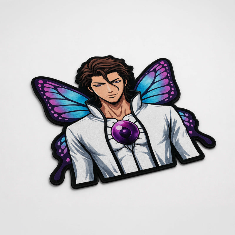 Sōsuke Aizen Butterfly Form Cut-out Flat Rug | Bleach Anime Flat Rug | Premium Soul Reaper Gaming Room Floor Decor