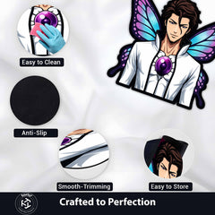 Sōsuke Aizen Butterfly Form Cut-out Flat Rug | Bleach Anime Flat Rug | Premium Soul Reaper Gaming Room Floor Decor
