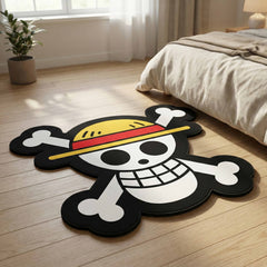 Straw Hat Pirate Skull Floor Mat (3 mm Thick) | Anime-Inspired Pirate Symbol Rug for Bedroom, Gaming Room & Otaku Decor