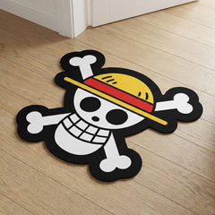Straw Hat Pirate Skull Floor Mat (3 mm Thick) | Anime-Inspired Pirate Symbol Rug for Bedroom, Gaming Room & Otaku Decor