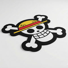 Straw Hat Pirate Skull Floor Mat (3 mm Thick) | Anime-Inspired Pirate Symbol Rug for Bedroom, Gaming Room & Otaku Decor