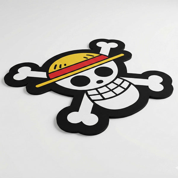 Straw Hat Pirate Skull Floor Mat (3 mm Thick) | Anime-Inspired Pirate Symbol Rug for Bedroom, Gaming Room & Otaku Decor