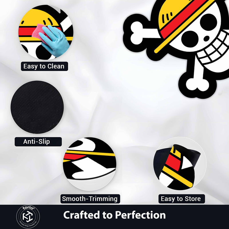 Straw Hat Pirate Skull Floor Mat (3 mm Thick) | Anime-Inspired Pirate Symbol Rug for Bedroom, Gaming Room & Otaku Decor