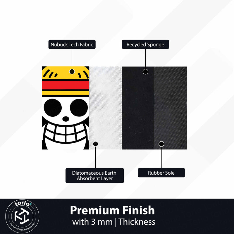 Straw Hat Pirate Skull Floor Mat (3 mm Thick) | Anime-Inspired Pirate Symbol Rug for Bedroom, Gaming Room & Otaku Decor