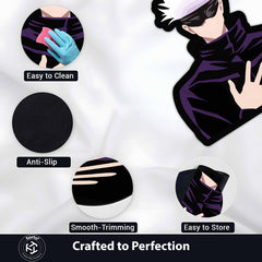 Satoru Gojo Blindfold Pose Floor Mat (3 mm Thick) | Jujutsu Kaisen Anime Cut-Out Rug for Bedroom, Gaming Room & Otaku Home Décor