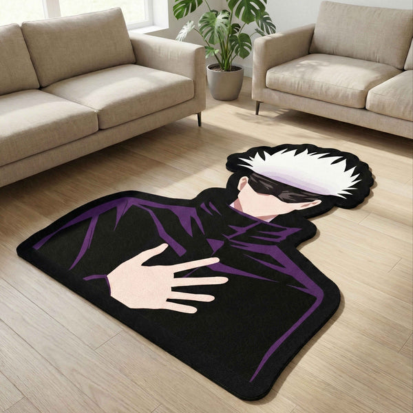 Satoru Gojo Blindfold Pose Floor Mat (3 mm Thick) | Jujutsu Kaisen Anime Cut-Out Rug for Bedroom, Gaming Room & Otaku Home Décor