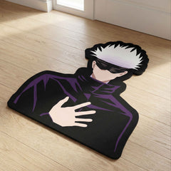 Satoru Gojo Blindfold Pose Floor Mat (3 mm Thick) | Jujutsu Kaisen Anime Cut-Out Rug for Bedroom, Gaming Room & Otaku Home Décor