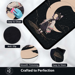 Shinobu Kocho Demon Slayer Area Flat Rug | Insect Hashira Moonlit Anime Area Flat Rug | Premium Anime Bedroom & Gaming Room Floor Decor