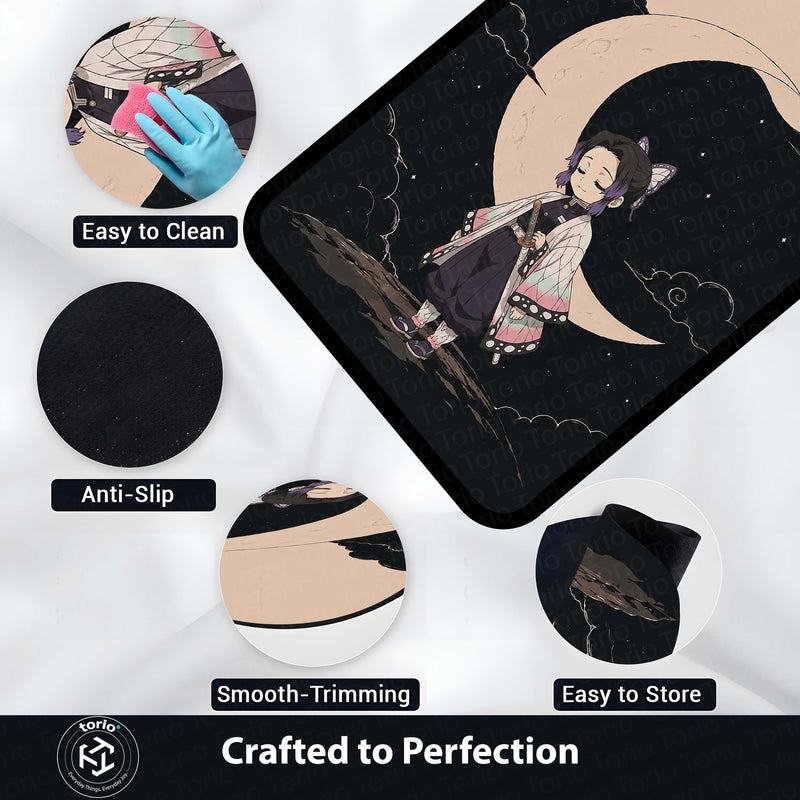 Shinobu Kocho Demon Slayer Area Flat Rug | Insect Hashira Moonlit Anime Area Flat Rug | Premium Anime Bedroom & Gaming Room Floor Decor