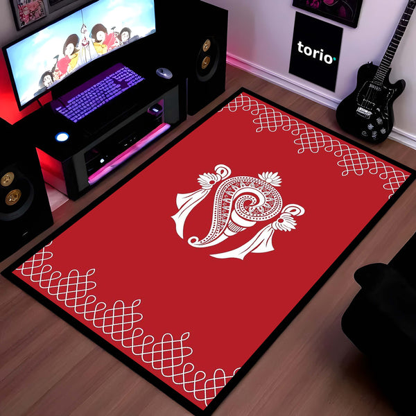 Sikku Kolam Art Area Rug | Traditional Indian Geometric Floor Mat | Cultural Heritage Decorative Rug for Living Room, Entryway & Festive Home Decor