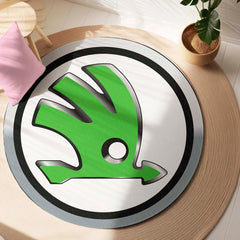 Skoda Logo Inspired Round Floor Mat (3 mm Thick) | Premium Automotive Emblem Design Decor Mat for Garage, Bedroom & Car Enthusiasts