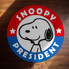 Snoopy President Round Rug | Cute Snoopy Cartoon Floor Mat | Anti-Slip 3 mm Absorbent Circle Rug for Bedroom, Gaming Room & Kids Room Decor