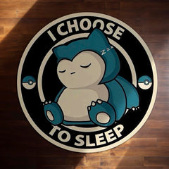 Sleeping Snorlax Round Rug | I Choose To Sleep Pokémon Floor Mat | Cute Anime Anti-Slip 3 mm Absorbent Circle Rug for Bedroom, Gaming Room & Kids Room