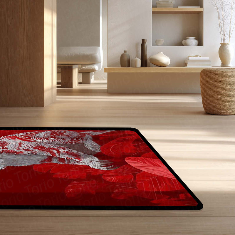 Red Snow Monkey Area Rug | Japanese Macaque Artistic Floor Mat | Premium Wildlife Design Rug for Living Room, Bedroom, Office & Modern Home Decor